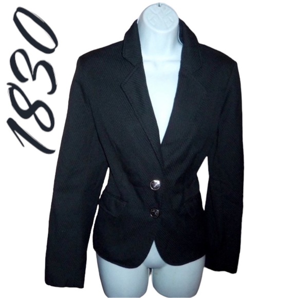 1830 Black Lined Silver Tone Crest Button Blazer Jacket - Size 10 - Picture 9 of 9
